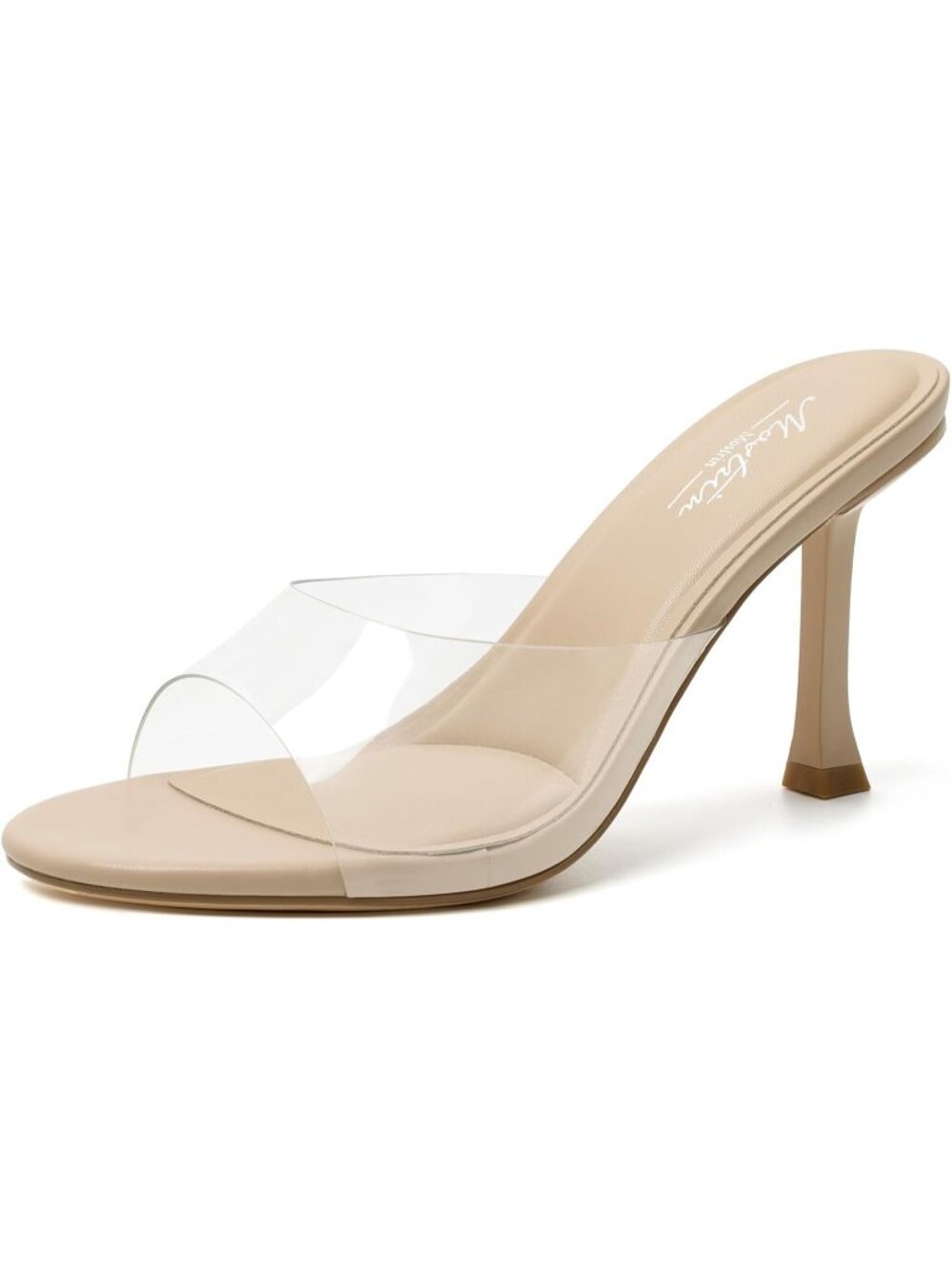 Women's Clear Kitten Heels Round Toe Heels With Bow Vintage Mules Stiletto Shoes